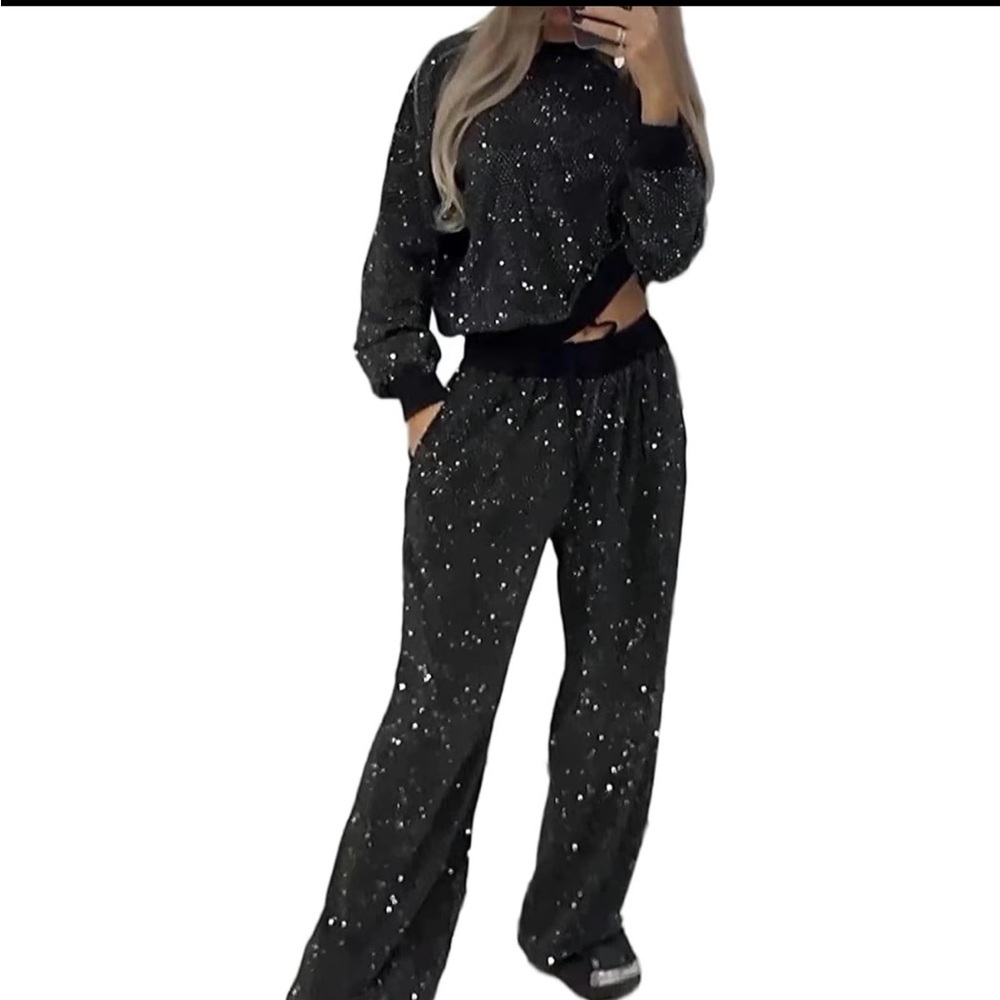 Elegant Black Sequin Women's Sweater